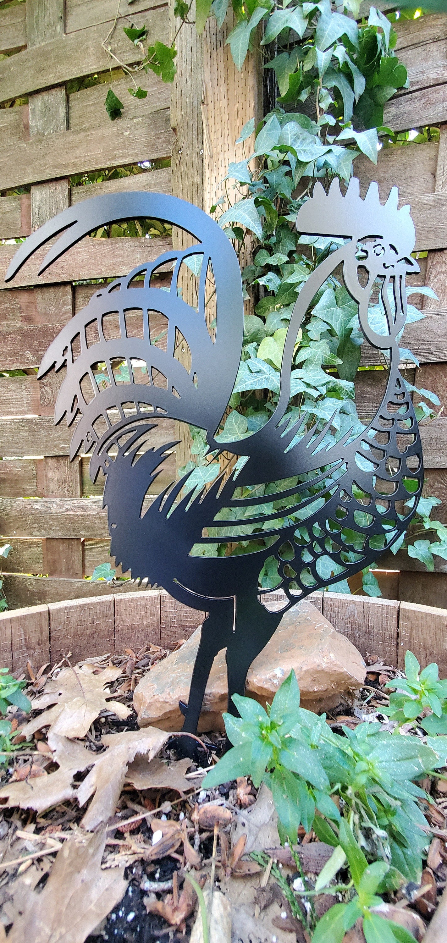Rooster Yard Decor, Metal Rooster Yard Art, Chicken Yard Art, Rooster Staked for Garden, Patio pond