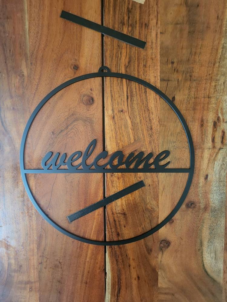 Delicate Welcome Sign | Metal Sign | Wreath Decoration | Front Door Decor