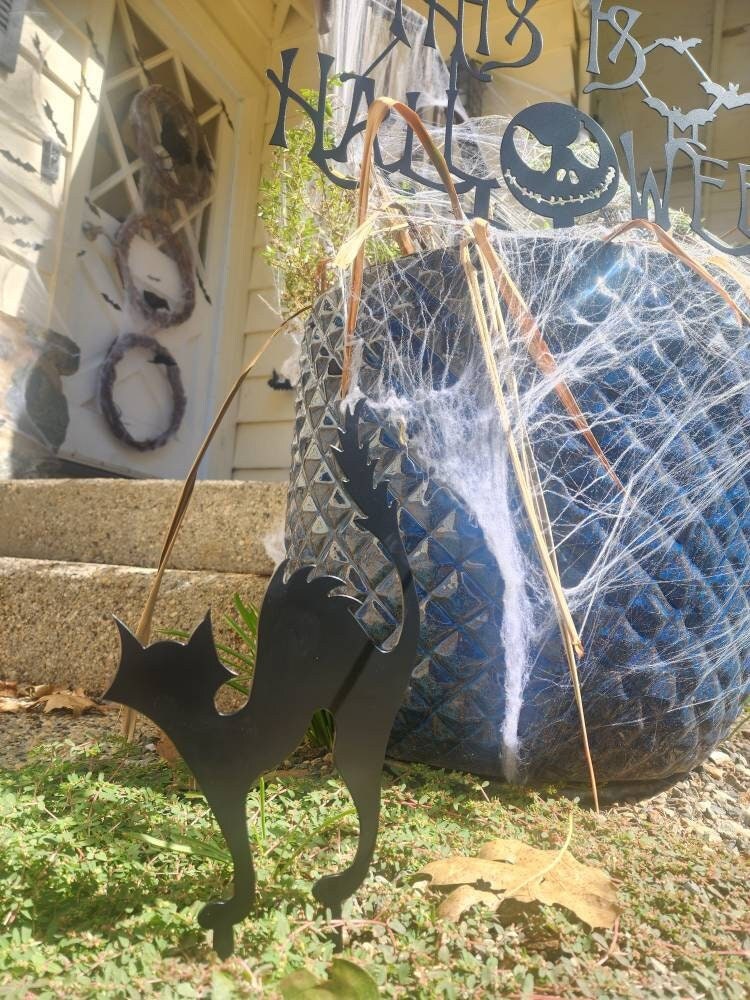 Black Cat | Halloween Metal Sign | Halloween Decor| Metal Sign | Holiday Decor | Outdoor Signs | Pumpkin