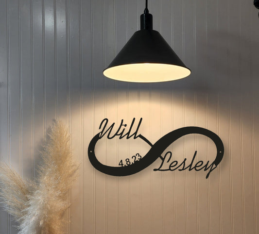 Custom Infinity Metal Sign | Personalized Infinity Sign | Names |Anniversary | Wedding Date Sign | Newly Wed Gift