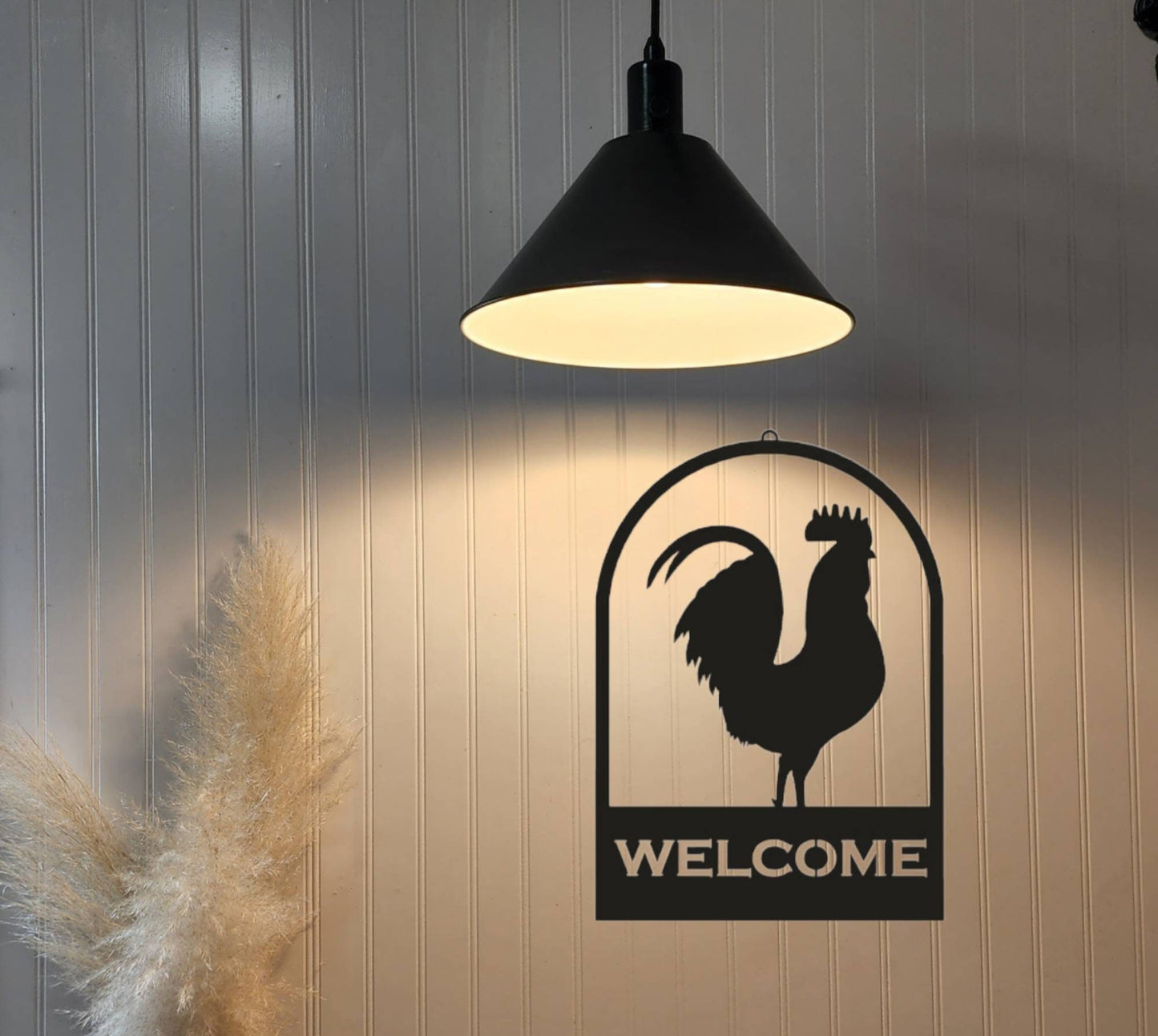 Metal Rooster Sign, Chicken Decor, Metal Chicken Yard Art, Chicken Yard Art, Rooster Staked for Garden, Patio pond, Welcome Sign