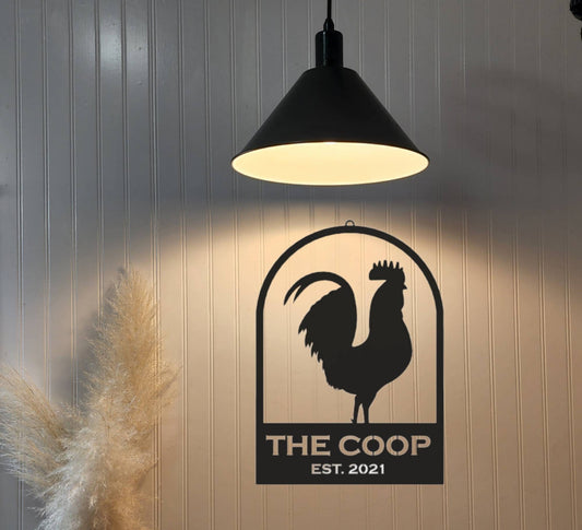 Metal Rooster Sign, Chicken Decor, Metal Chicken Yard Art, Chicken Yard Art, Rooster Staked for Garden, Patio pond, Welcome Sign