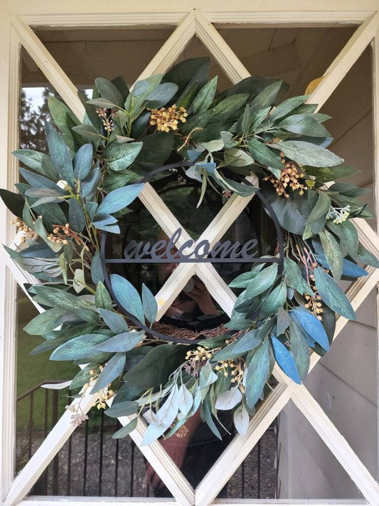 Delicate Welcome Sign | Metal Sign | Wreath Decoration | Front Door Decor