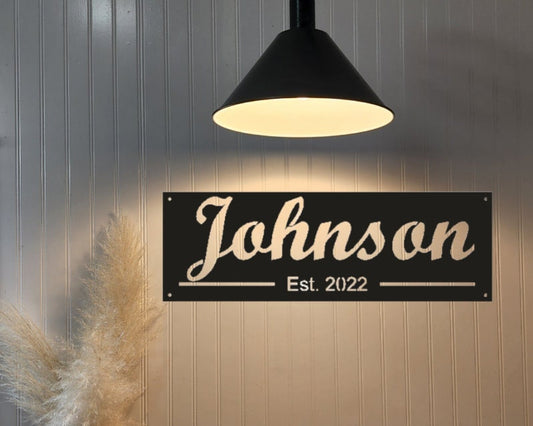 Personalized Cursive Metal Sign, Custom Metal Sign, Outdoor Signs, Family Name Sign Metal, Last Name Metal Sign, Est. Sign
