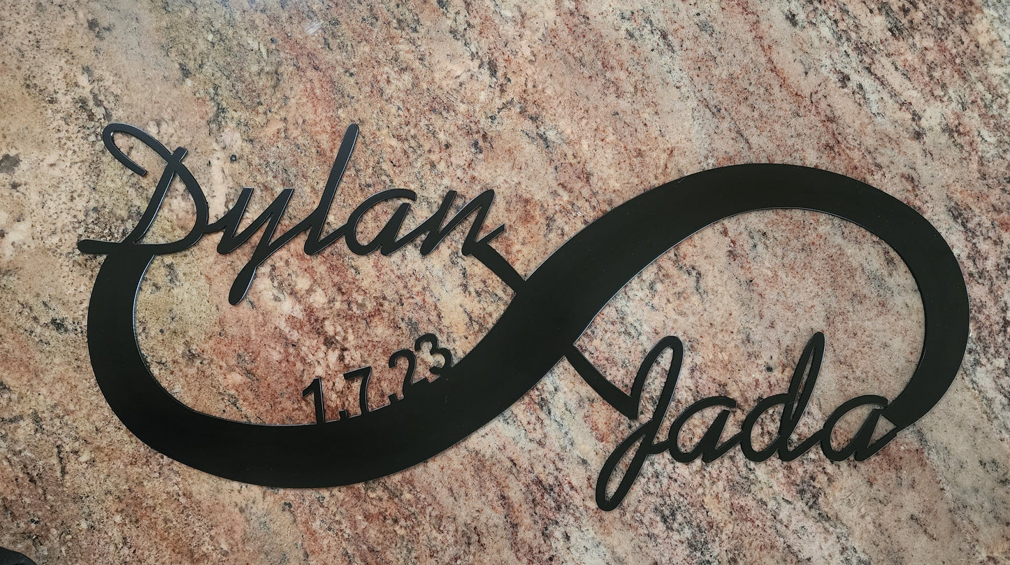 Custom Infinity Metal Sign | Personalized Infinity Sign | Names |Anniversary | Wedding Date Sign | Newly Wed Gift
